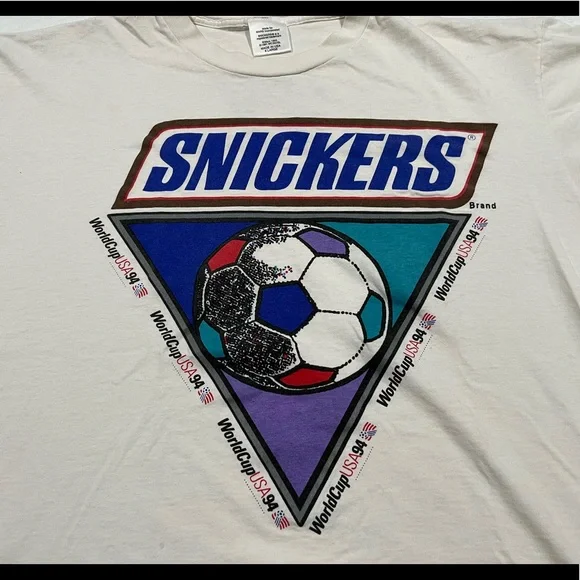 Vintage World Cup 94 Soccer Snickers T Shirt XL - Picture 2 of 5